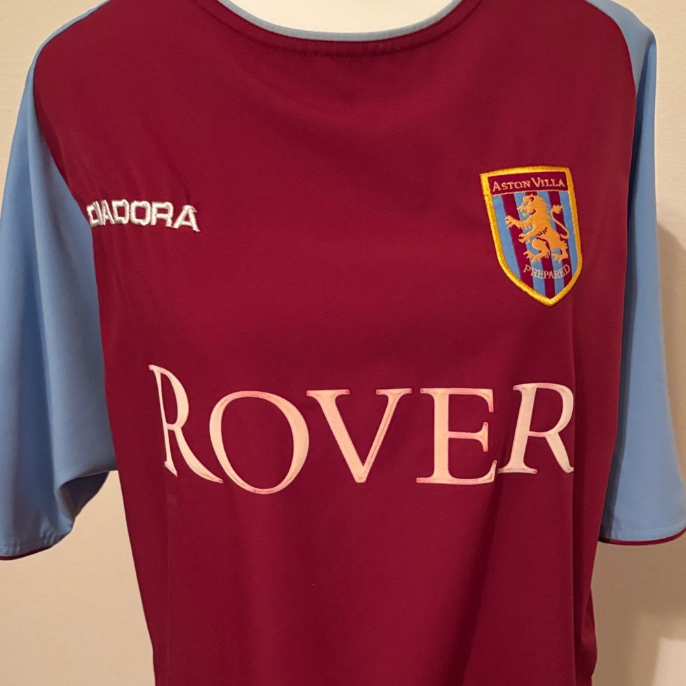 Diadora Aston Villa Maroon and Blue Shirt Adult size small